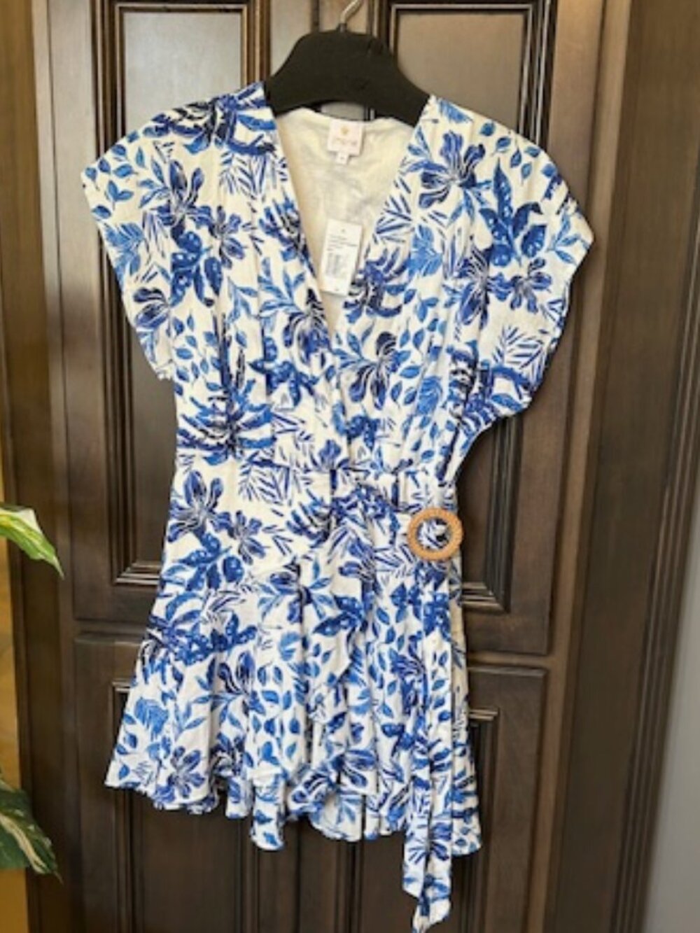 J.Marie 100% Blue Floral Hayden Wrap Romper/Dress Combination